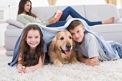 Family enjoying indoor heating